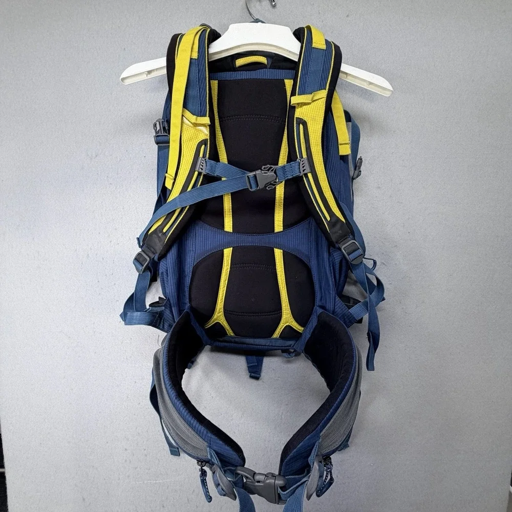 JanSport Hiking Backpack Yellow Blue Internal Frame Pack Adjustable Straps *Read